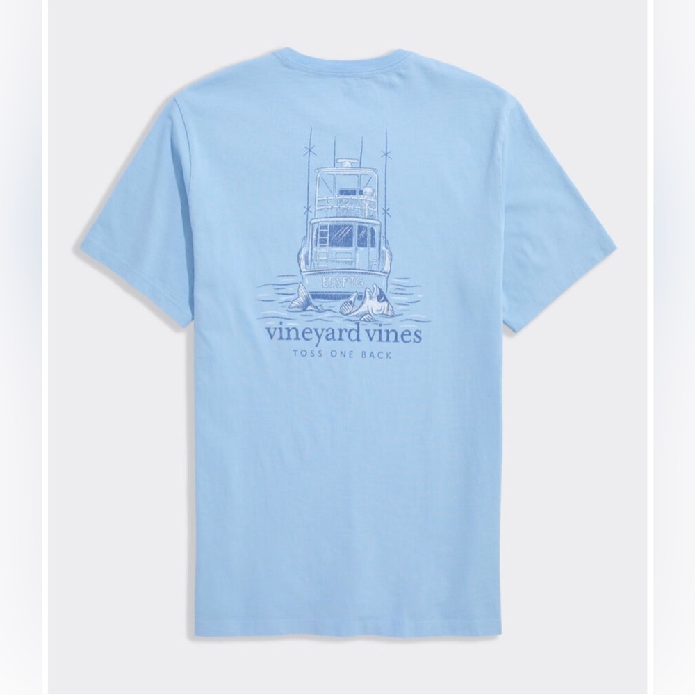Men’s Vineyard Vines Blue XL Fishing Toss One Back Short Sleeve Tee Shirt